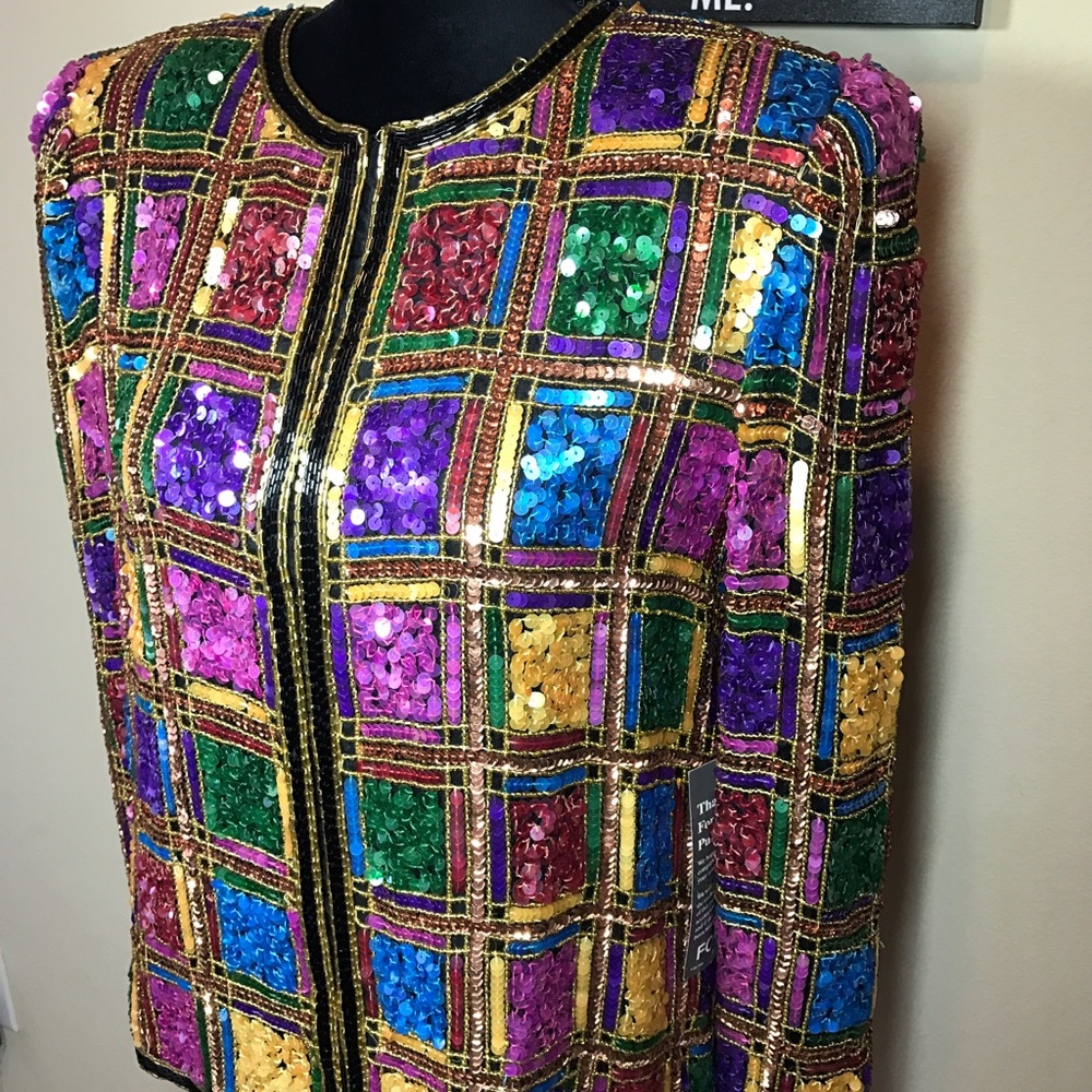 🚫SOLD🚫 Vintage Spring Dynasty Sequin Blazer - Picture 4 of 6