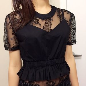 Carven Black Lace see through top size M
