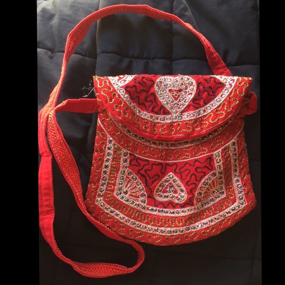 earthbound Handbags - Boho velvet stitched purse
