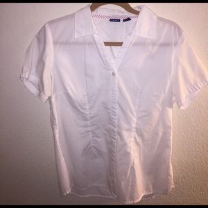 Plain white short sleeve button down