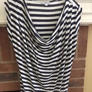 Express Navy Blue Striped Cowl SZ Small Shirt