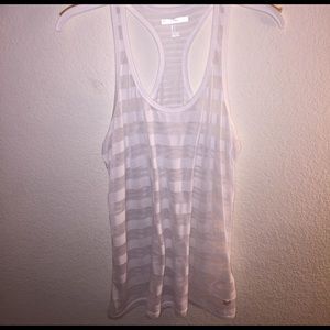 Sheer white striped tank