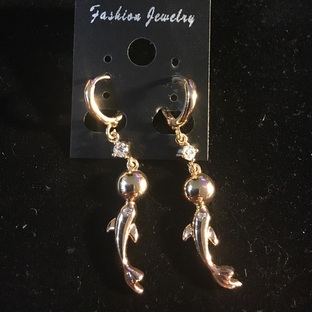 YGF CZ Dolphin Earrings