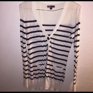Black and white striped cardigan