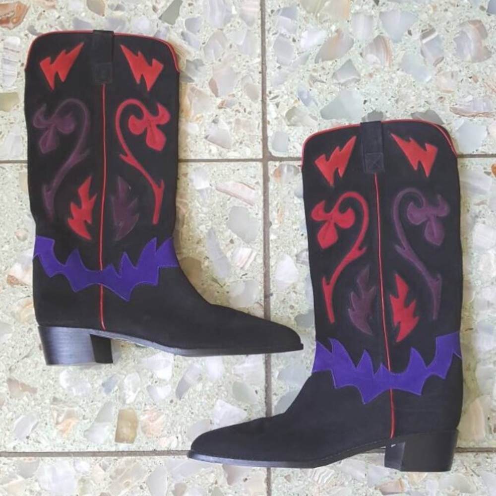 Suede VTG Stuart Weitzman Western Colorful Boots - Picture 2 of 4
