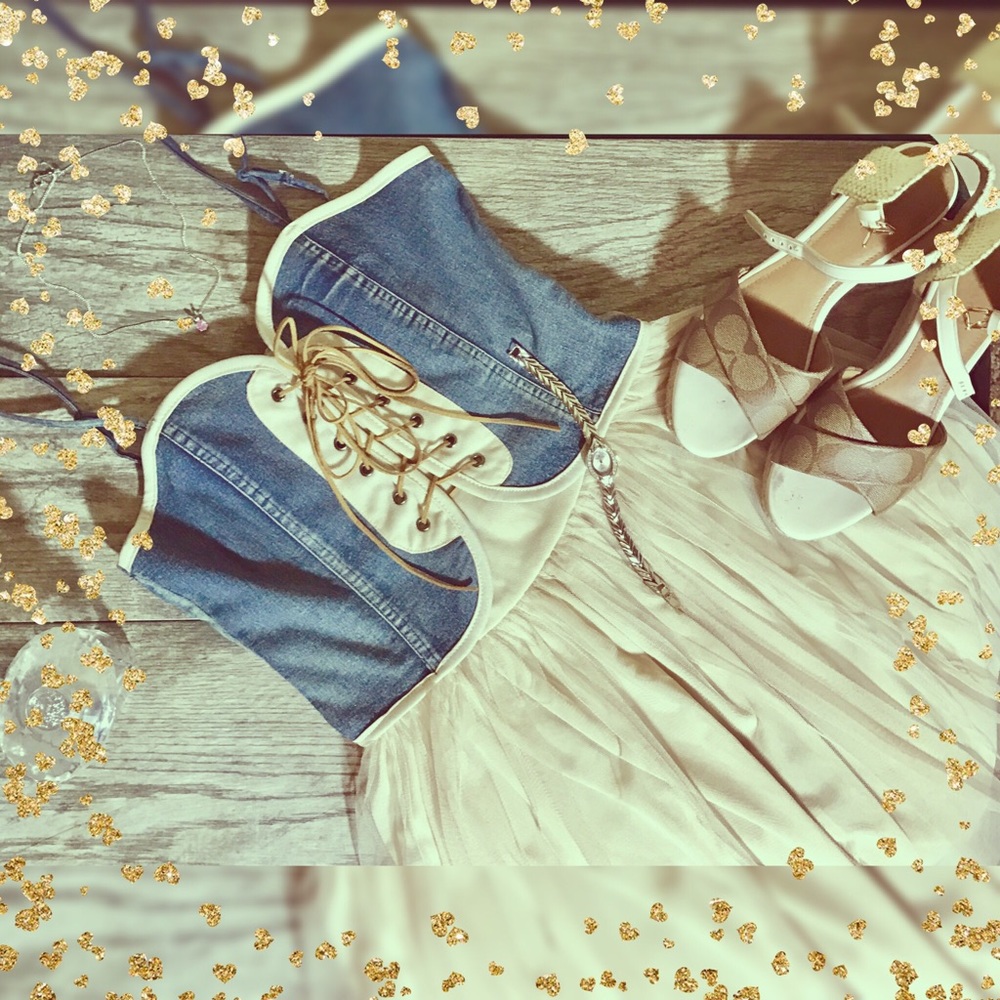 🛑sold🛑Mustard seed denim top with tutu dress sz
