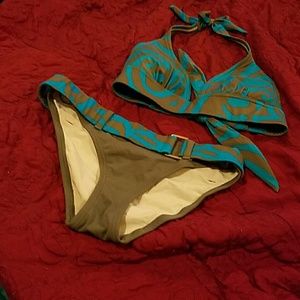 Victoria's Secret Moss Green & Turquoise Bikini XS