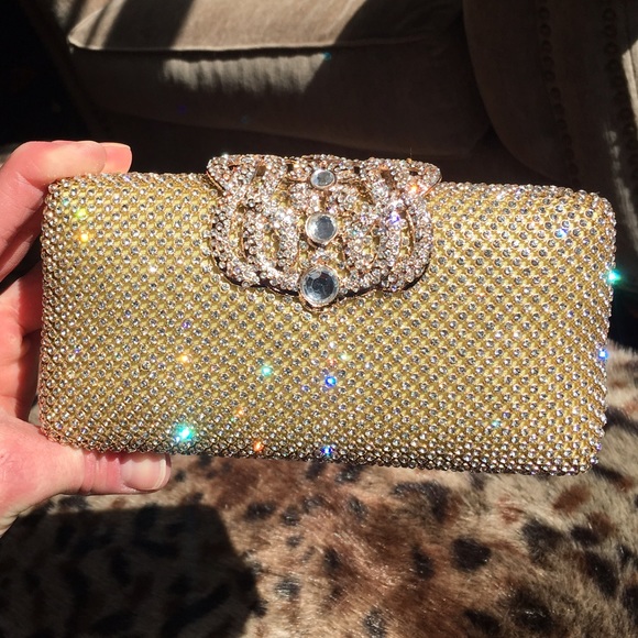 Silver or Gold Shimmering Rhinestone Clutch - Picture 5 of 5