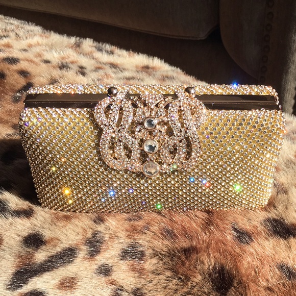 Silver or Gold Shimmering Rhinestone Clutch - Picture 4 of 5
