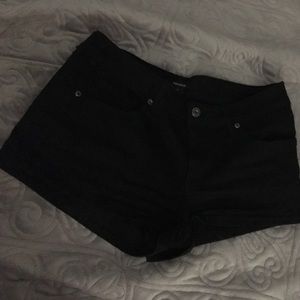 Black denim shorts