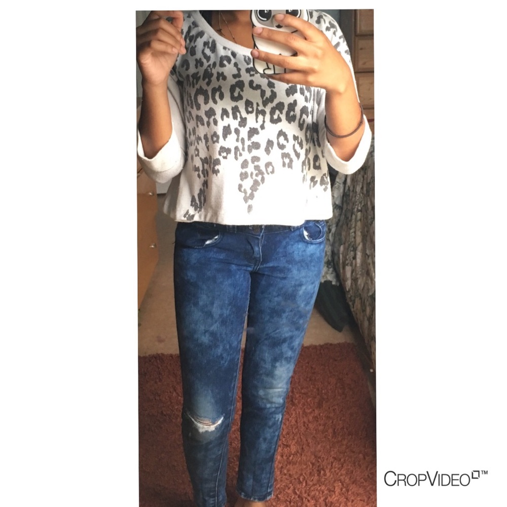 Zebra Crop long sleeve & Skinny jeans set