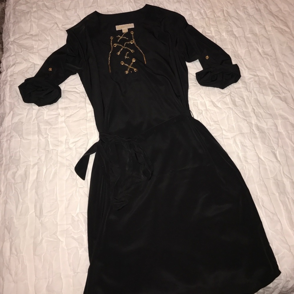 Blk Michael Kors dress with gold chain hardware
