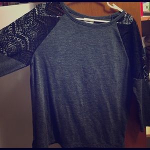 Grey black lace shirt