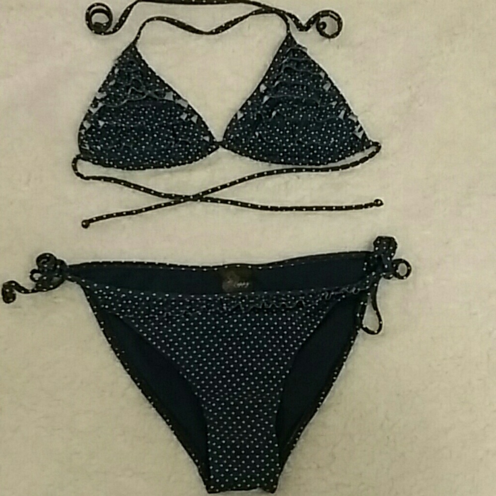 Navy polka dot bikini set