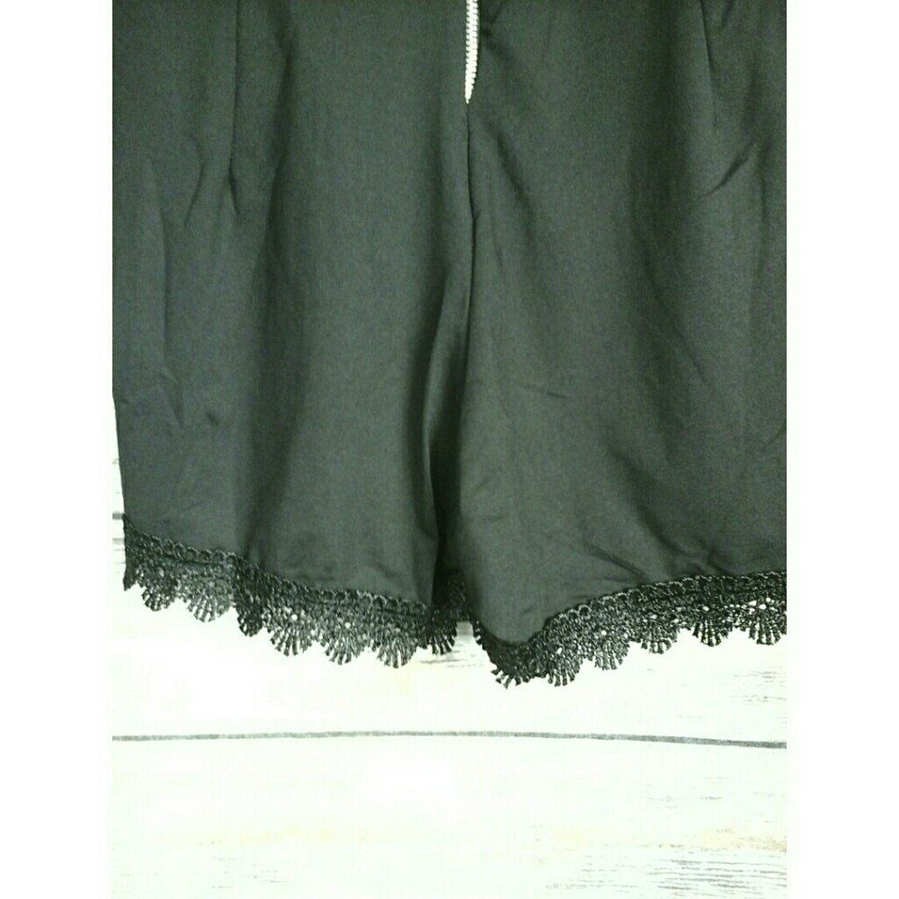 Pleated Sheer Lace Crochet Romper/Jumpsuit. - Picture 7 of 7