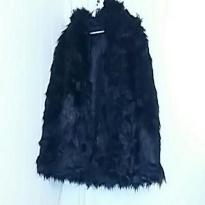 Faux Fur Black Coat with Ears