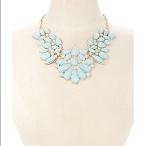 NEW Blue/Gold Faux Gem Statement Necklace