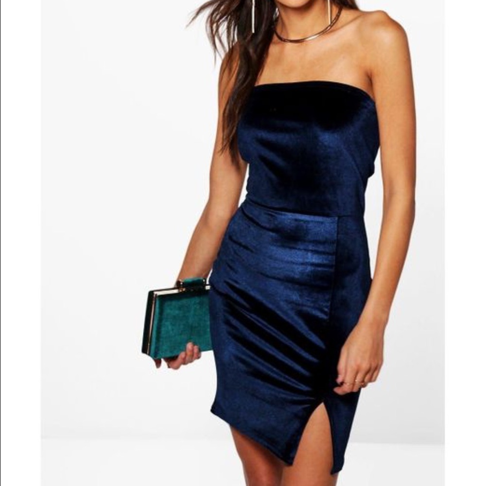 Blue velvet dress