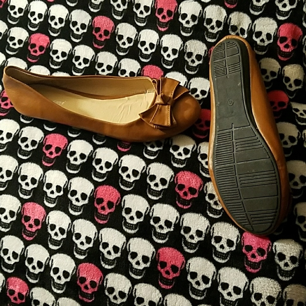 Brown Bow Flats Size 10