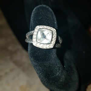 Authentic David Yurman White Topaz & Diamond Ring