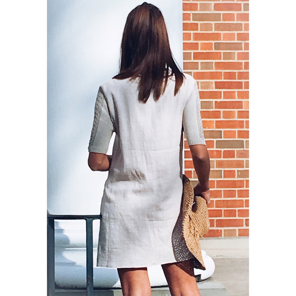 ๐ธ๐Taupe Linen Tunic Slip Dress - Picture 4 of 7