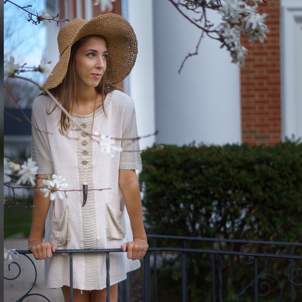 ๐ธ๐Taupe Linen Tunic Slip Dress - Picture 3 of 7