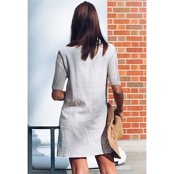 🌸🆕Taupe Linen Tunic Slip Dress - Picture 4 of 7