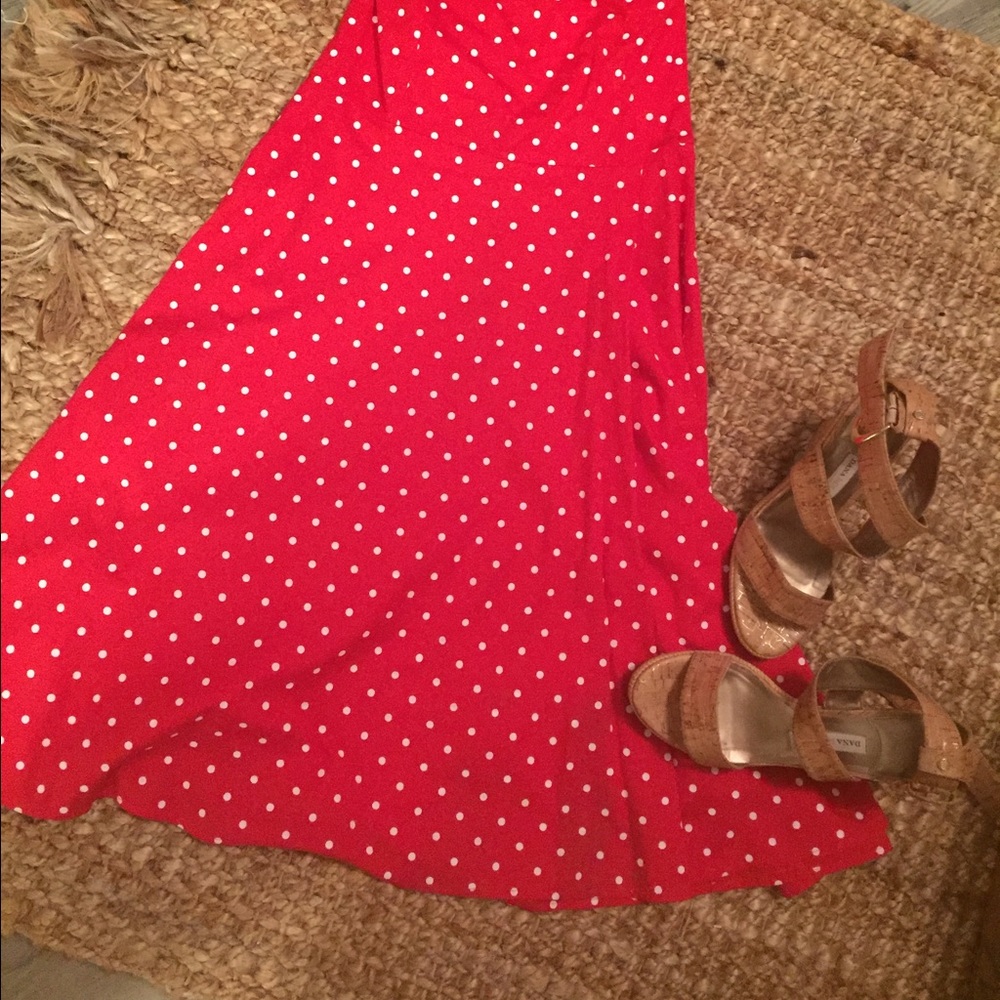 Red polka dot dress