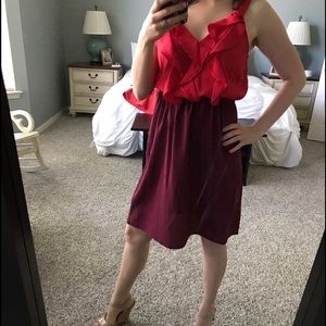 Mossimo Red/Purple Ruffle Dress