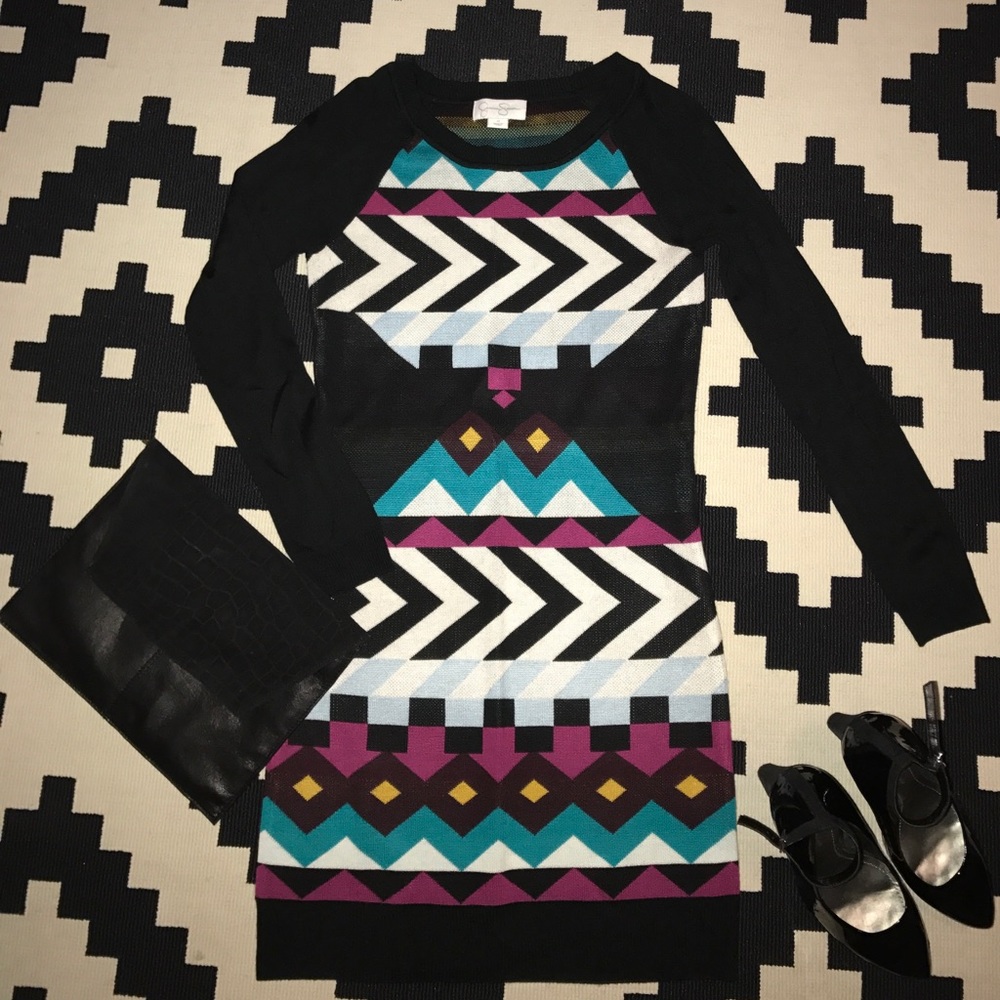 Jessica Simpson Geometric Sweater Dress