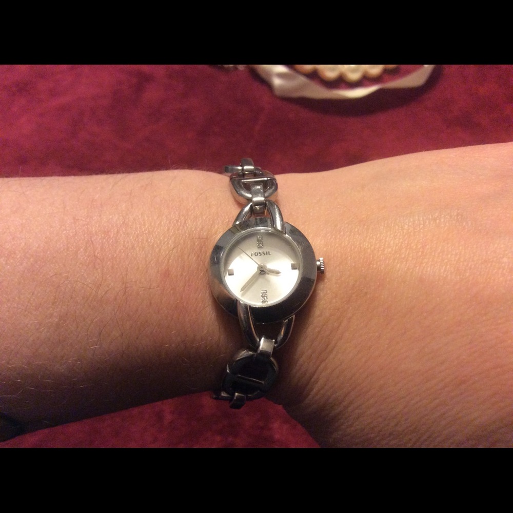 Fossil silver link bracelet watch