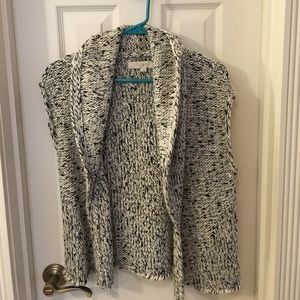 Loft medium black and white knit open cardigan.