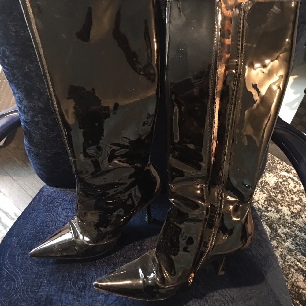 Dolce Gabbana patent leather boots  37 1/2.