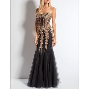 Jovani Rose Gold and Black formal gown