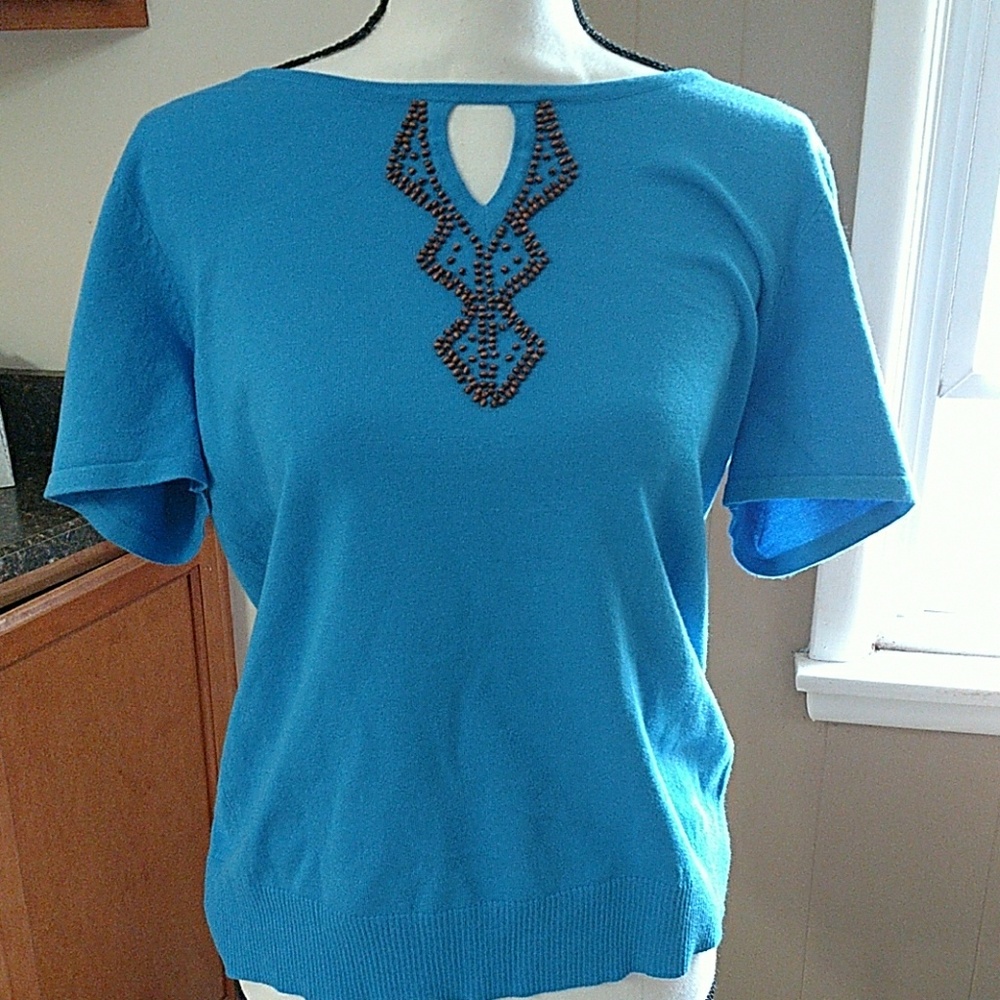 Blue short sleeve sweater too