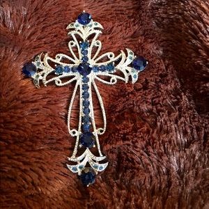 Silver & blue cross pendant