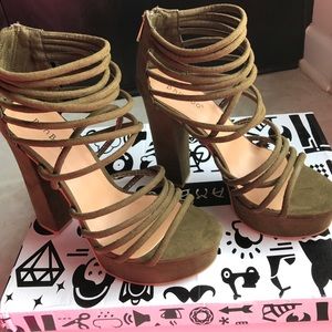Olive green Strappy Platform Heels!