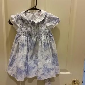 Friends smocked periwinkle and white floral dress