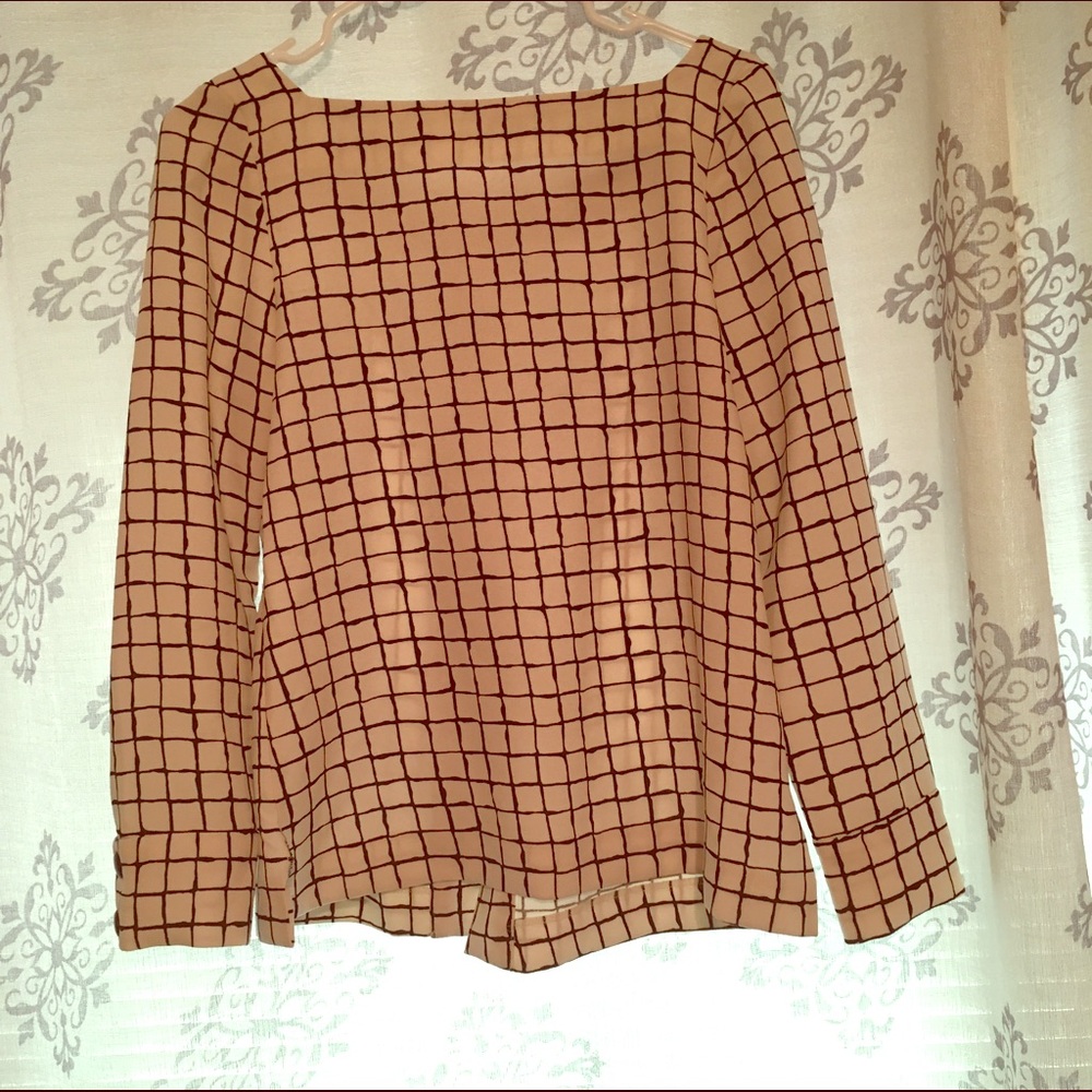 Zara window pane blouse