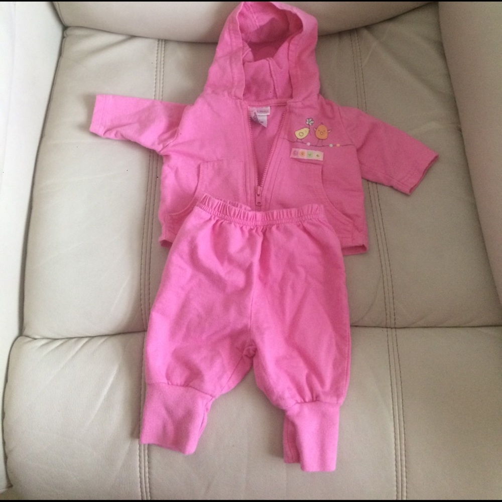 Hot pink baby girl pants with matching 3/jacket - Picture 2 of 2