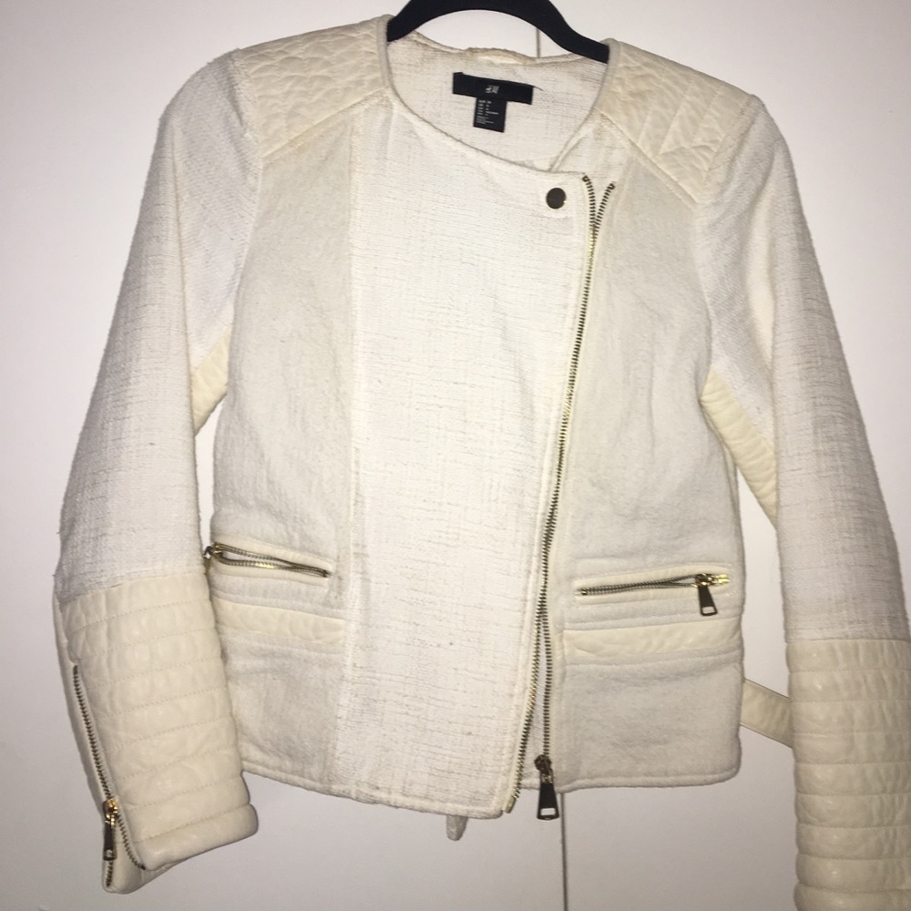 White leather/cloth jacket