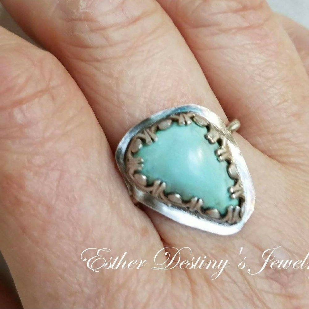 Turquoise Sterling Silver Statement Ring - Picture 2 of 4