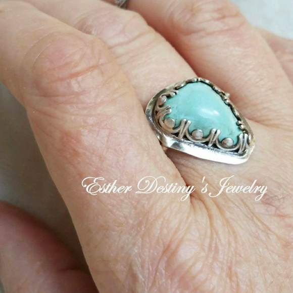 Turquoise Sterling Silver Statement Ring - Picture 3 of 4