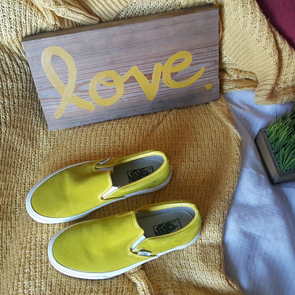Suede yellow/mustard color slip on vans size 8