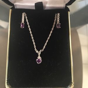 Amethyst & Diamond 14k White Gold Set