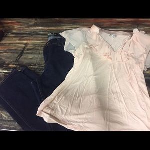 Old navy sweetheart jeans and Express top Lot.