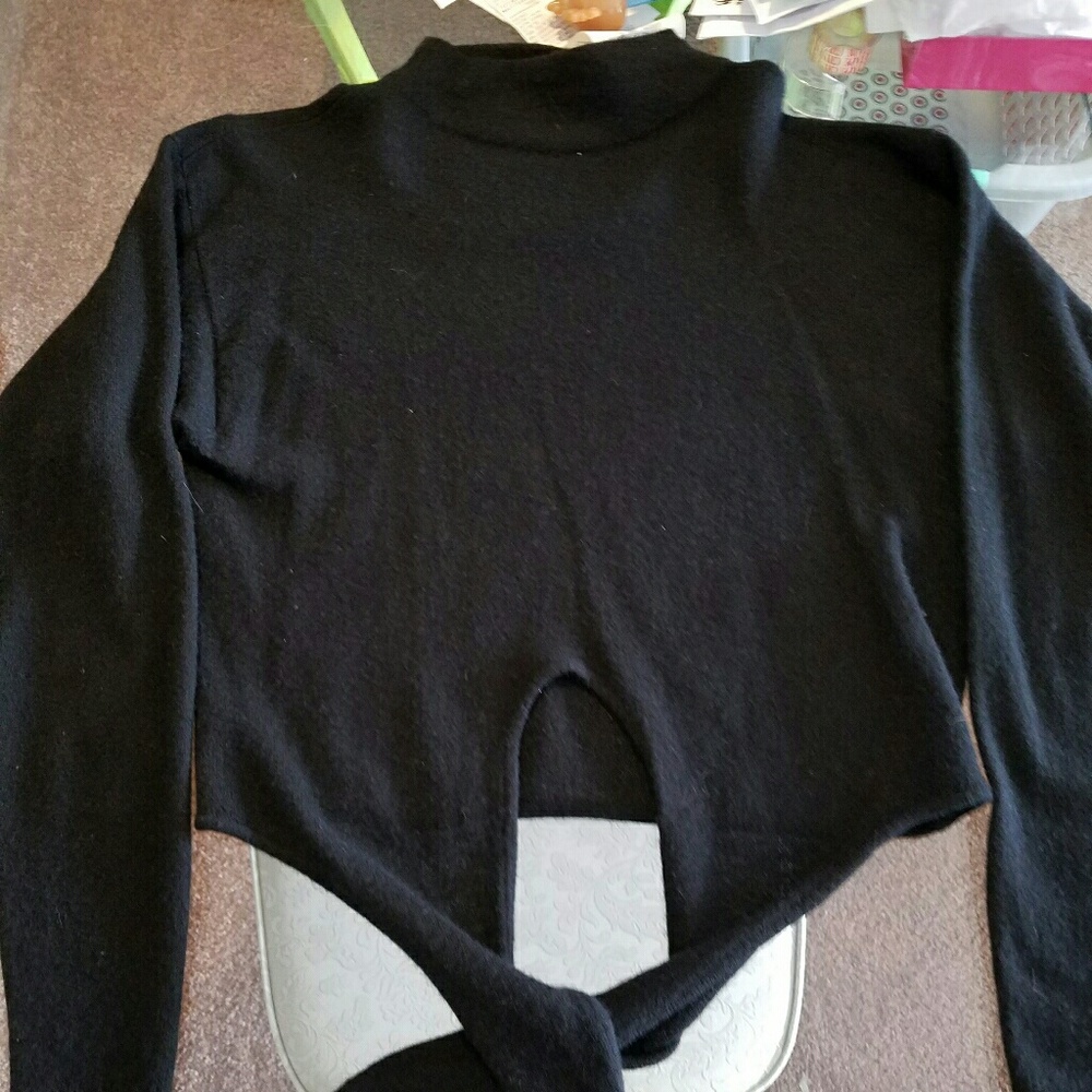 *Sale* Retro Tie Front Lamb/Angora Sweater