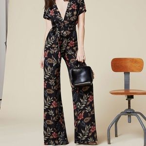 NWT Reformation Black Floral Jumpsuit Size 4