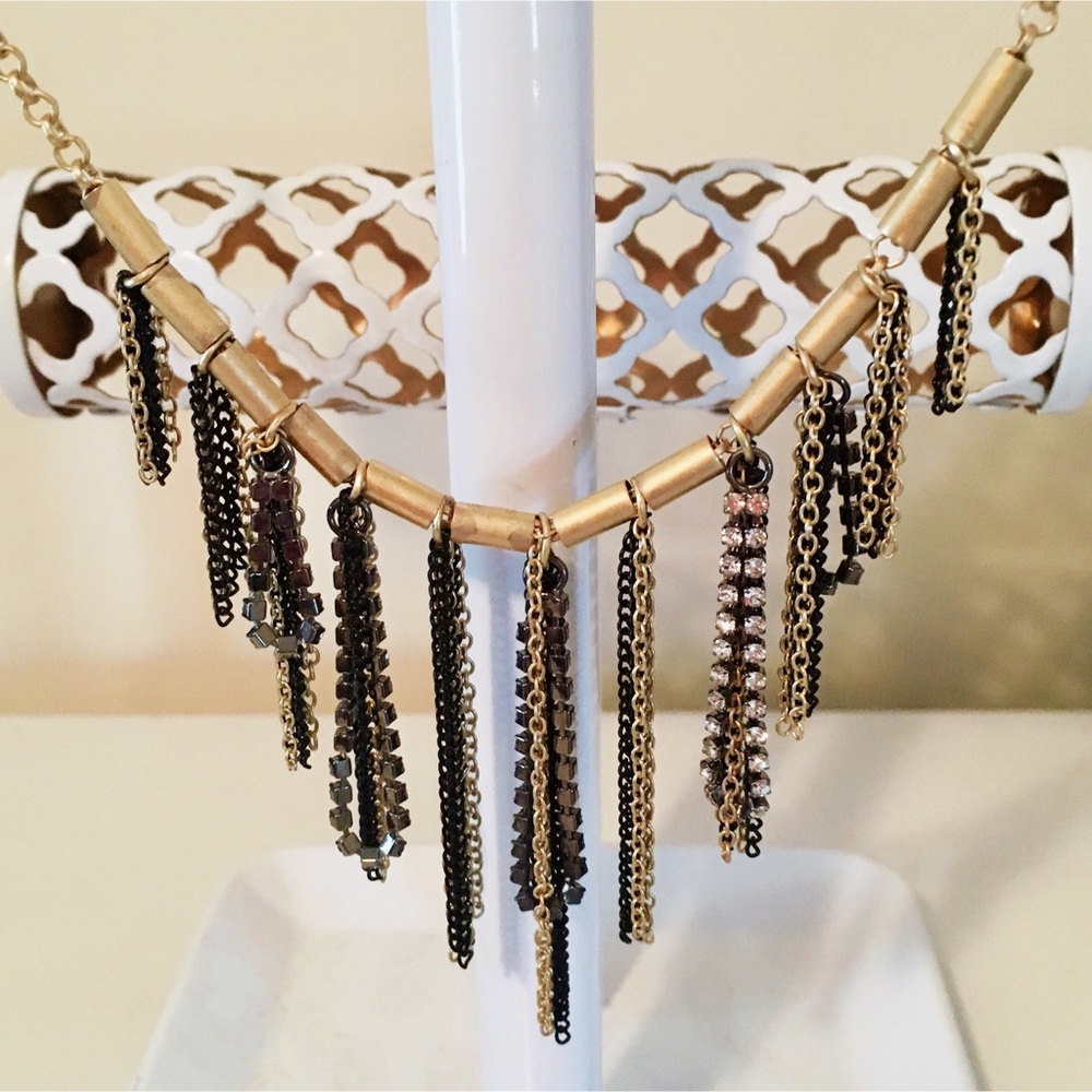 Gold Fringe Statement Necklace