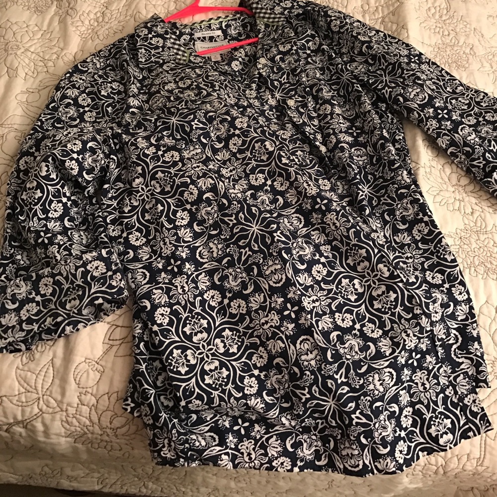 Print blouse -crisp but stretchy fabrics